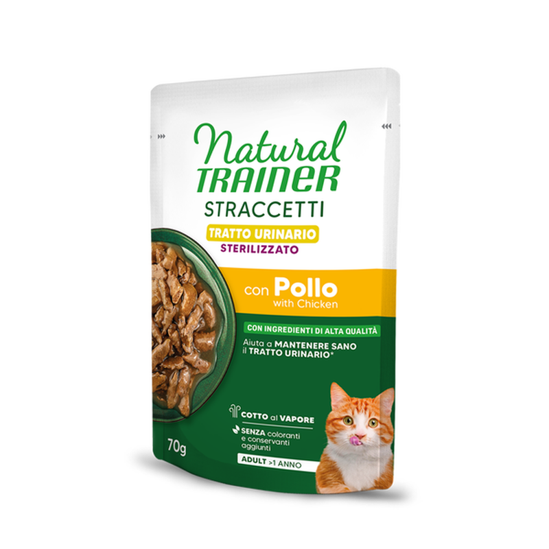 Natural Trainer Tratto urinario Straccetti con Pollo per Gatti Sterilizzati 70gr