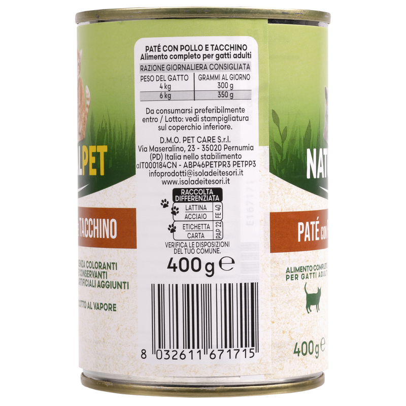 Naturalpet Cat Adult Pat&eacute; Pollo e Tacchino 400 gr