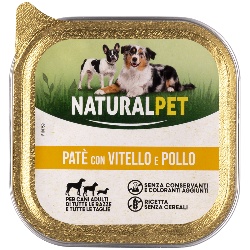 Naturalpet Dog Adulto Pat&eacute; con Vitello e Pollo 150 gr