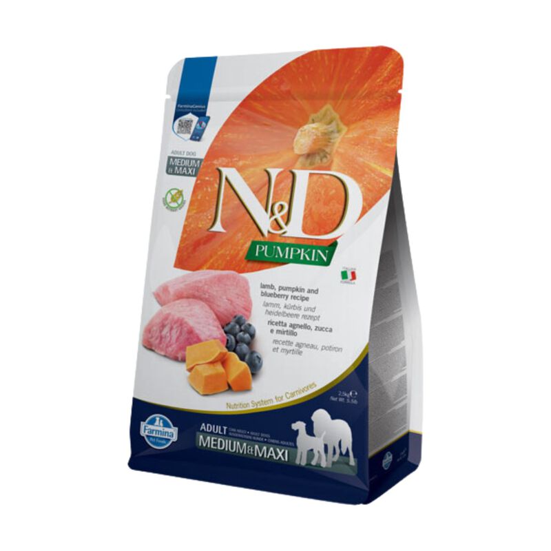 N&D Farmina Pumpkin Dog Adult Medium & Maxi Agnello e Mirtillo 2,5 kg