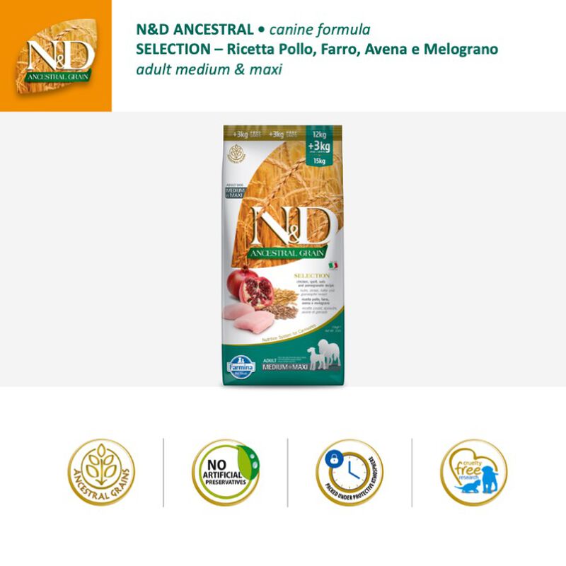 N&D Farmina Ancestral Grain Selection Dog Adult Medium & Maxi 15 kg
