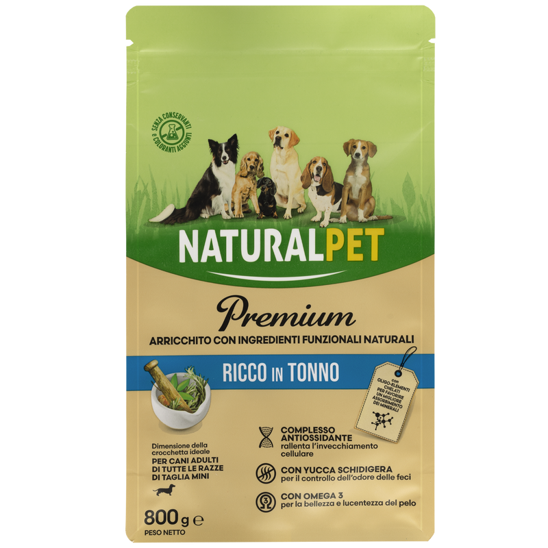 Naturalpet Premium Dog Adult Mini ricco in Tonno 800gr