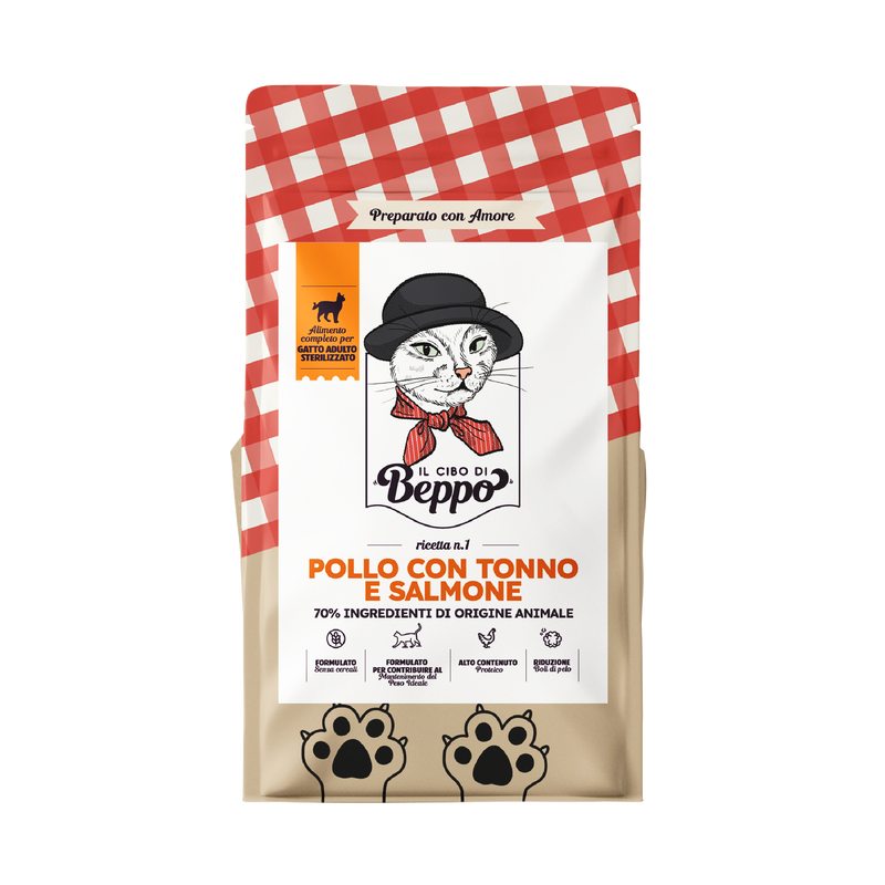 Il Cibo di Beppo Cat steril Pollo con Tonno e Salmone 300gr