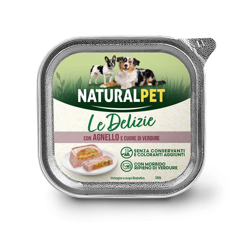 Naturalpet Le Delizie Dog Adult pat&eacute; con agnello e cuore di verdure 150gr