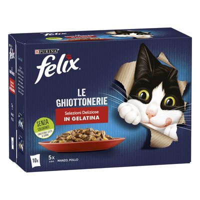 Felix Le Ghiottonerie Cat Selezioni Deliziose con Manzo e Pollo 12 x 85 gr