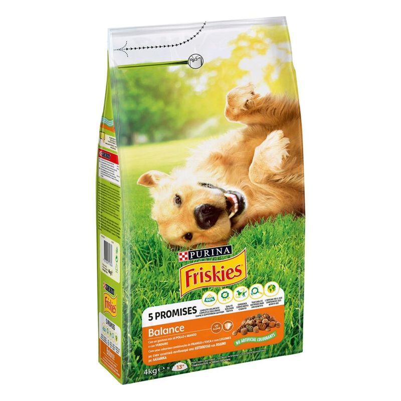 Friskies Dog Adult Balance con Pollo, Manzo e Verdure 4 kg