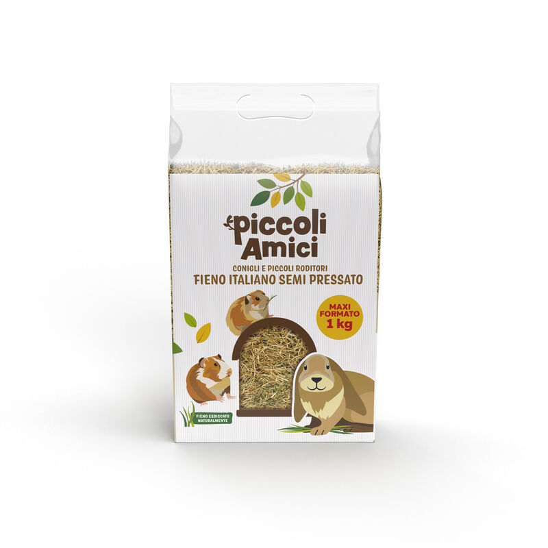 Piccoli Amici Conigli e Piccoli Roditori Fieno Italiano Semi Pressato 1 kg