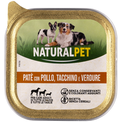 Naturalpet Dog Adulto Pat&eacute; con Pollo, Tacchino e Verdure 150 gr