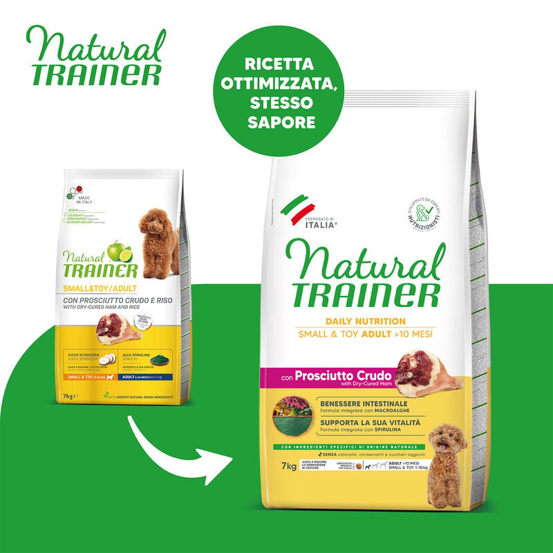 Natural Trainer Daily Nutrition Dog Small&Toy con Prosciutto crudo 7 kg