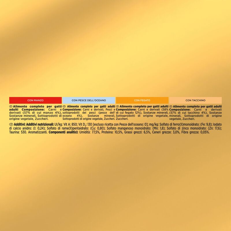 Gourmet Gold Cat Adult  Mousse con Manzo, Pesce dell'Oceano, Tacchino, Fegato 12x85 gr