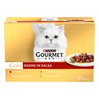 Gourmet Gold Cat Adult Dadini in Salsa con Manzo, Salmone e Pollo, Tacchino e Anatra, Pollo e Fegato 12x85 gr