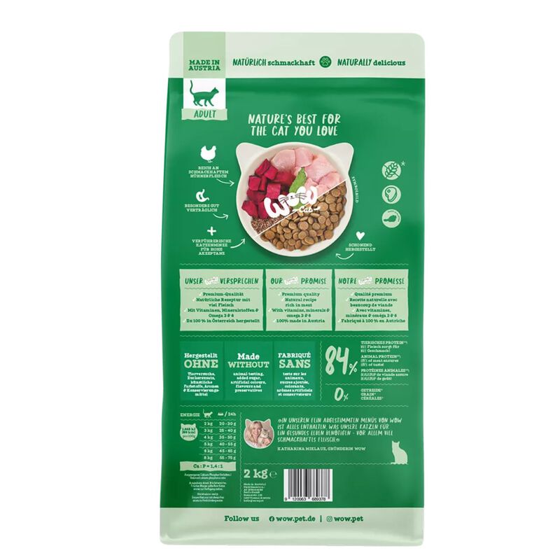 Wow Cat Adult Pollo con Erba Gatta 2 kg