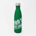 Borraccia termica verde con stampa bianca 100% Pet Lover