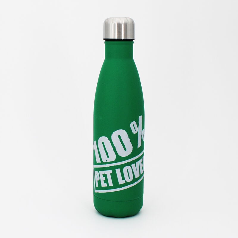 Borraccia termica verde con stampa bianca 100% Pet Lover