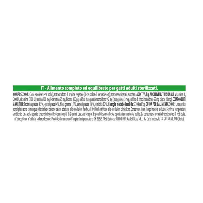 Natural Trainer Cat Adul Sterilised straccetti con pollo 85gr