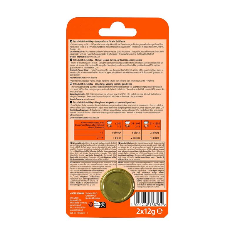 Tetra Goldfish Holiday 2 pz x 12 gr