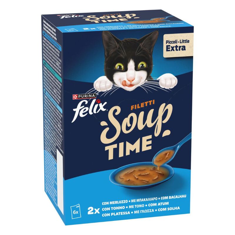 Felix Soup Cat Adult Filetti Merluzzo Tonno e Platessa 6 pz x 48 gr