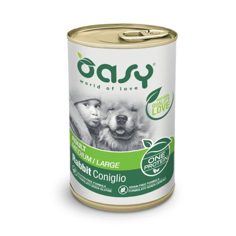 Oasy Dog Adult Medium Large One Protein Coniglio Lattina 400 gr