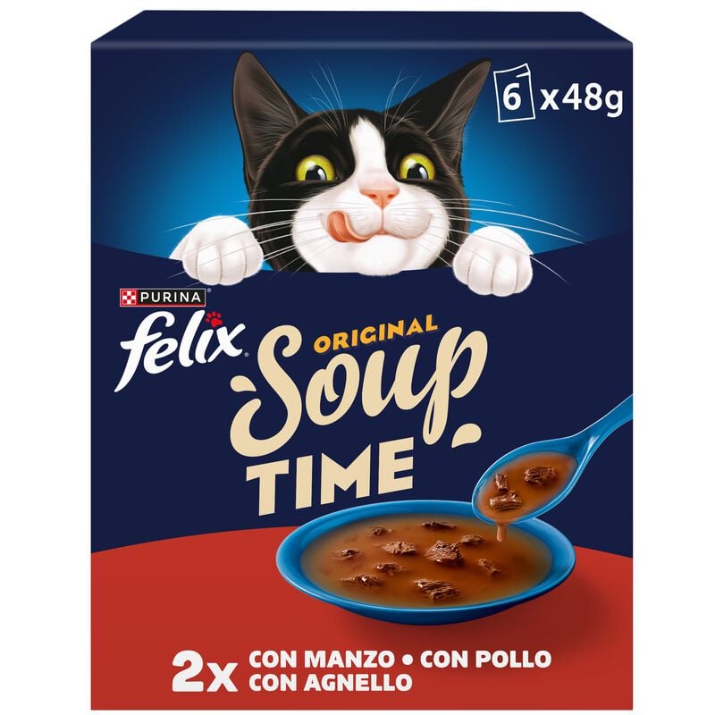 Felix Soup Cat Adult Filetti Manzo Pollo e Agnello 6 pz x 48 gr