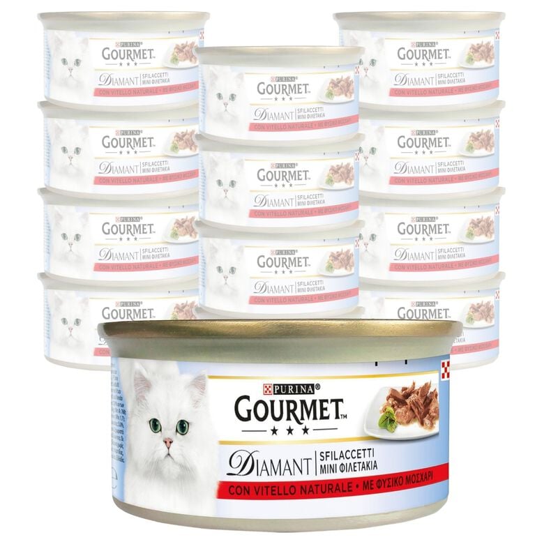 Gourmet Diamant Cat Adult Sfilaccetti con Vitello Naturale 85 gr