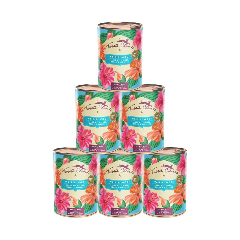 Terra Canis Dog menu flower  Waikiki Woof Salmone con Quinoa, Mango e ibisco 400 gr