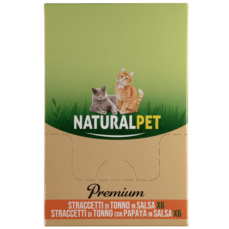 Naturalpet Premium Straccetti di Tonno con Papaya in Salsa e Tonno in Salsa 12x70gr