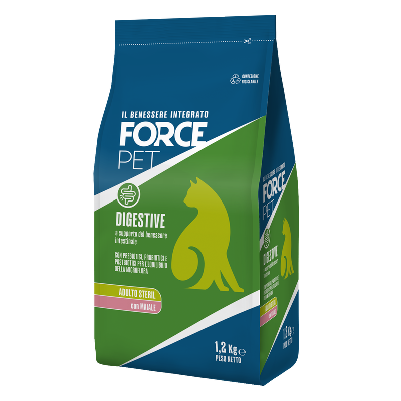 Forcepet Cat Adult Steril Digestive con maiale 1,2kg