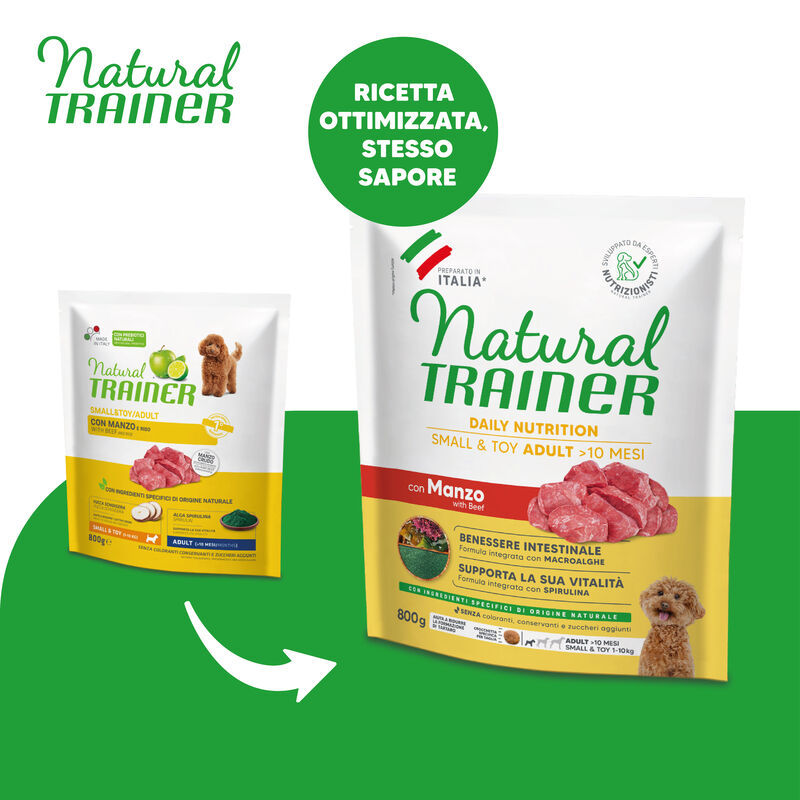 Natural Trainer Daily Nutrition Dog Small&Toy con Manzo 800gr