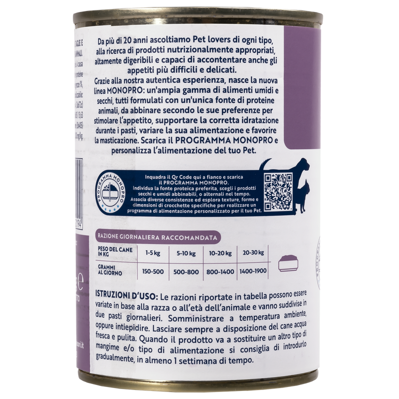 Monopro Dog Adult All breeds Pat&egrave; Cervo 400 gr