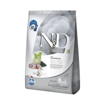 N&D Farmina White Dog Adult Mini Spigola, Spirulina & Finocchio 5kg