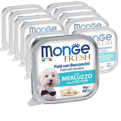 Monge Fresh Dog Pat&egrave; con Bocconcini Merluzzo 100 gr