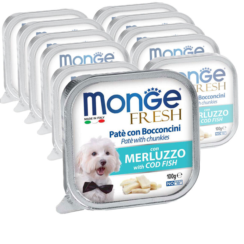 Monge Fresh Dog Pat&egrave; con Bocconcini Merluzzo 100 gr