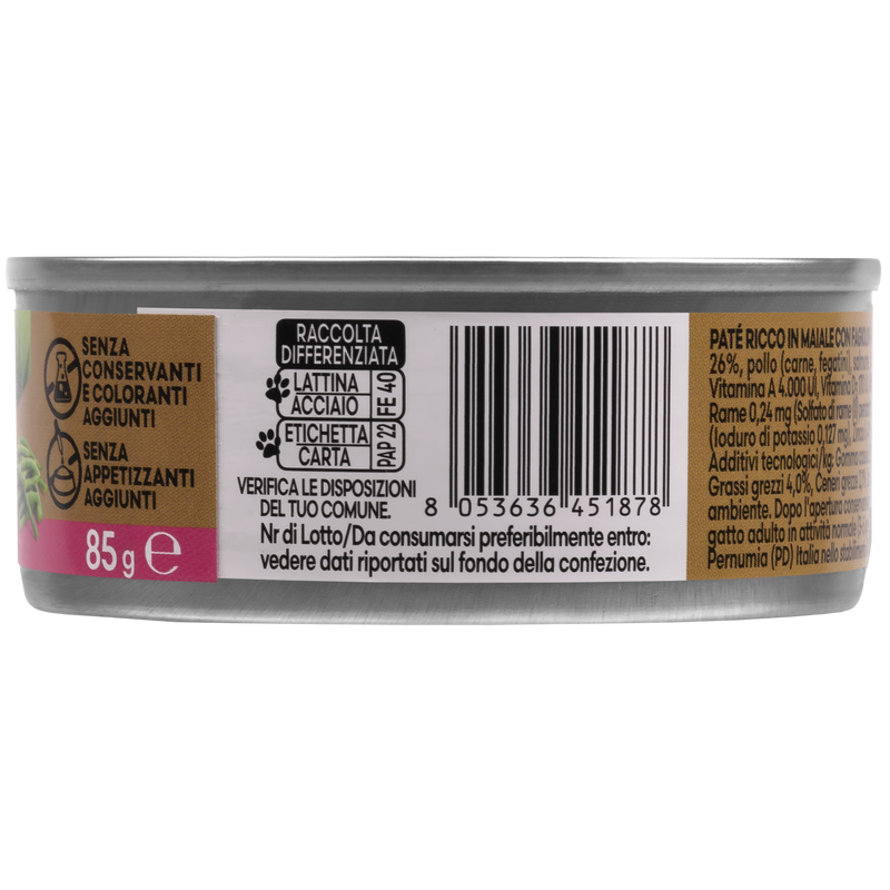 Naturalpet Premium Cat pat&eacute; al maiale con fagiolini 85gr
