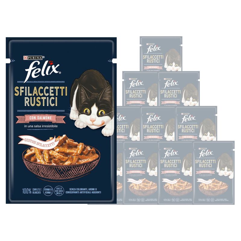 Purina Felix Sfilaccetti Rustici Cat Adult con Salmone 80 gr