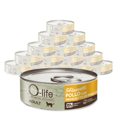 O-life Cat Adult sfilaccetti pollo con prosciutto di pollo 70gr