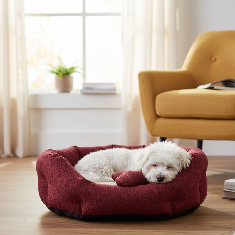 Petup Cuccia Soft con cuscino estraibile Bordeaux e Panna 45 cm