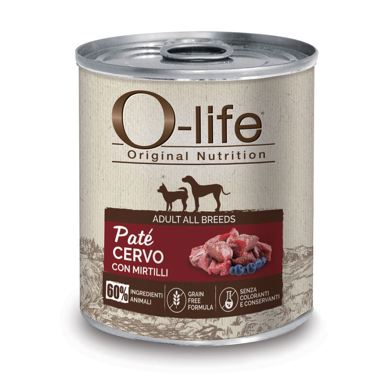 O-life Adult All Breeds Pat&eacute; Cervo con Mirtilli 400g