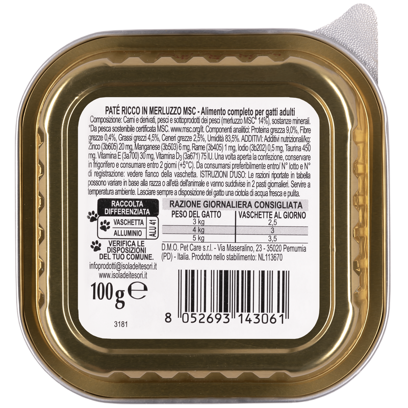 Nauralpet Cat Pat&eacute; ricco in Merluzzo 100 gr
