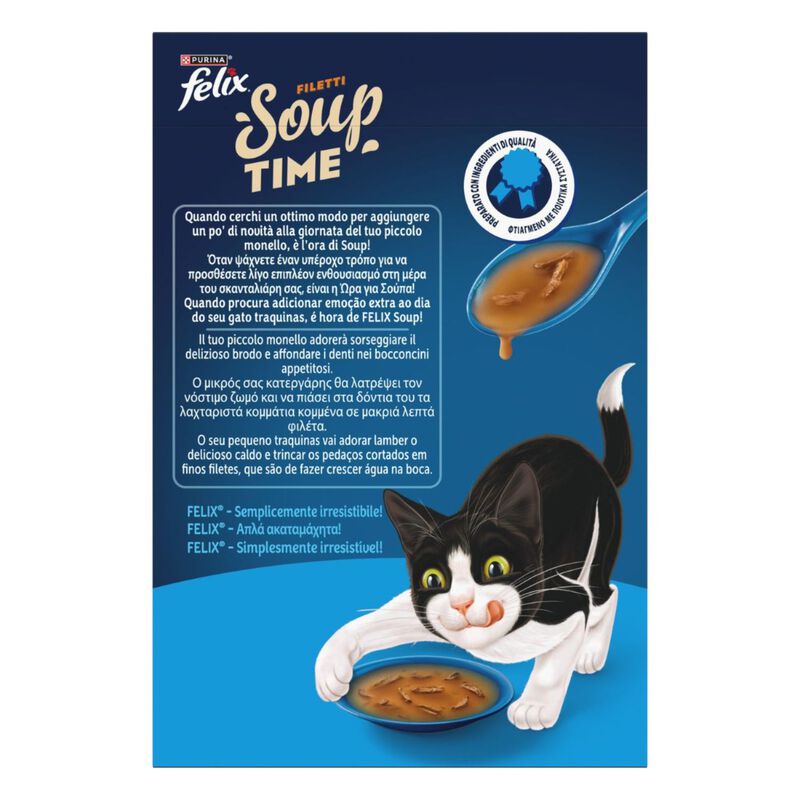 Felix Soup Cat Adult Filetti Merluzzo Tonno e Platessa 6 pz x 48 gr