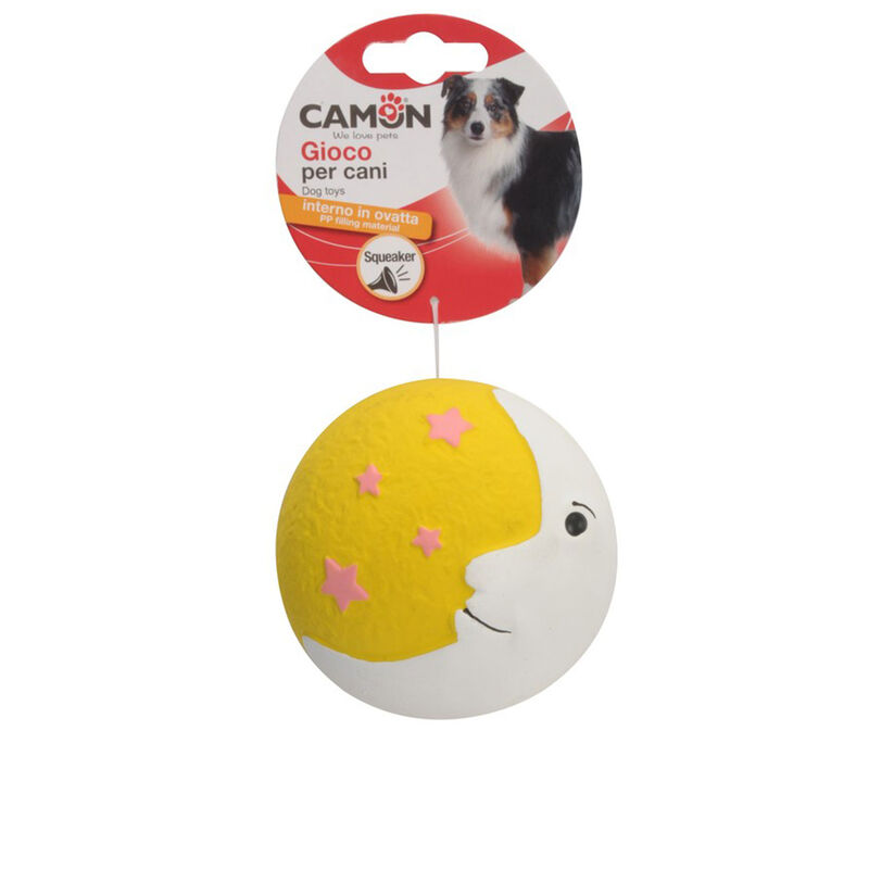 Camon Gioco per cani palla luna in lattice con squeaker 9 cm