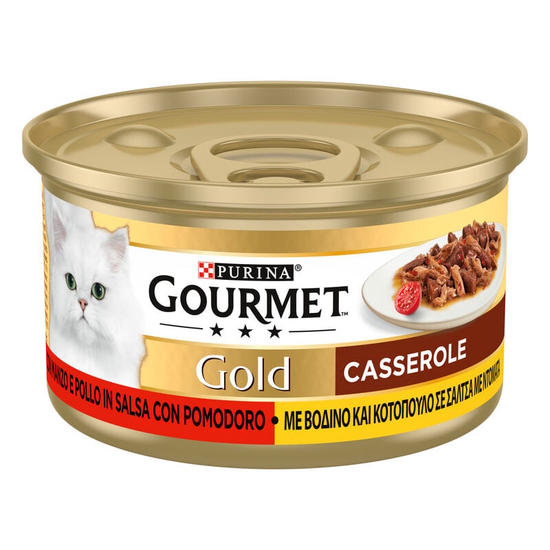 Gourmet Gold Cat Adult Casserole con Manzo, Pollo e Pomodoro 85 gr