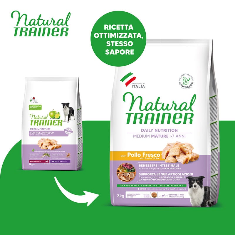 Natural Trainer Daily Nutrition Dog Medium Mature con Pollo fresco 3 kg