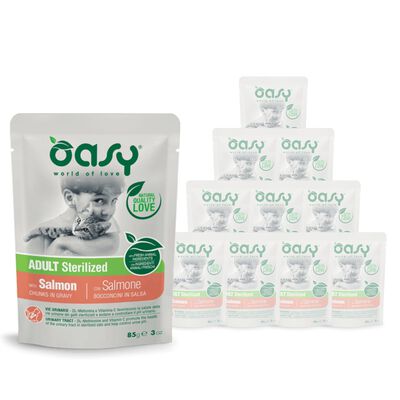 Oasy Cat Adult Sterilised Bocconcini con Salmone 85 gr