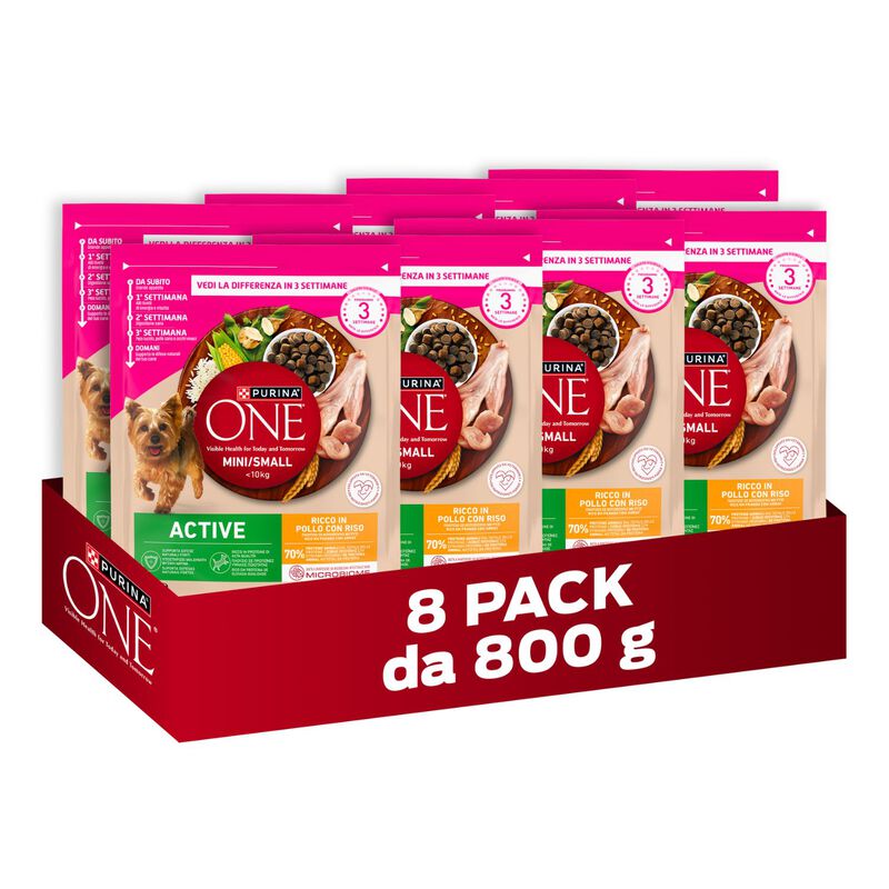 Purina One Dog Mini Active con Pollo e Riso 800 gr