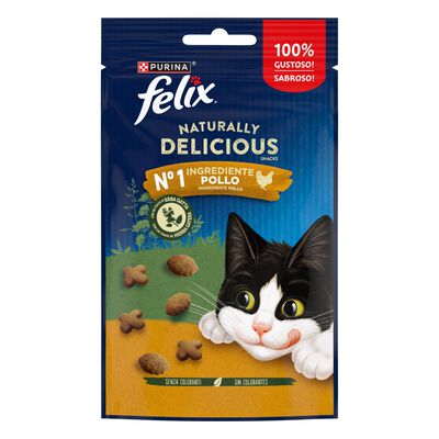 Felix Naturally Delicious Cat Snack con Pollo ed Erba gatta 50 gr
