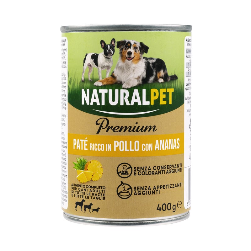 Naturalpet Premium Dog Adult Pat&eacute; ricco in Pollo con ananas 400 gr