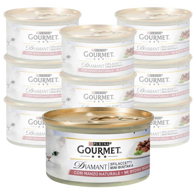 Gourmet Diamant Cat Adult Sfilaccetti con Manzo Naturale 85 gr
