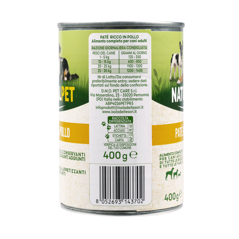 Naturalpet Dog Adult Pat&egrave; ricco in Pollo 400 gr