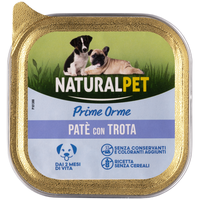 Naturalpet Prime Orme Puppy pat&eacute; con Trota 150gr