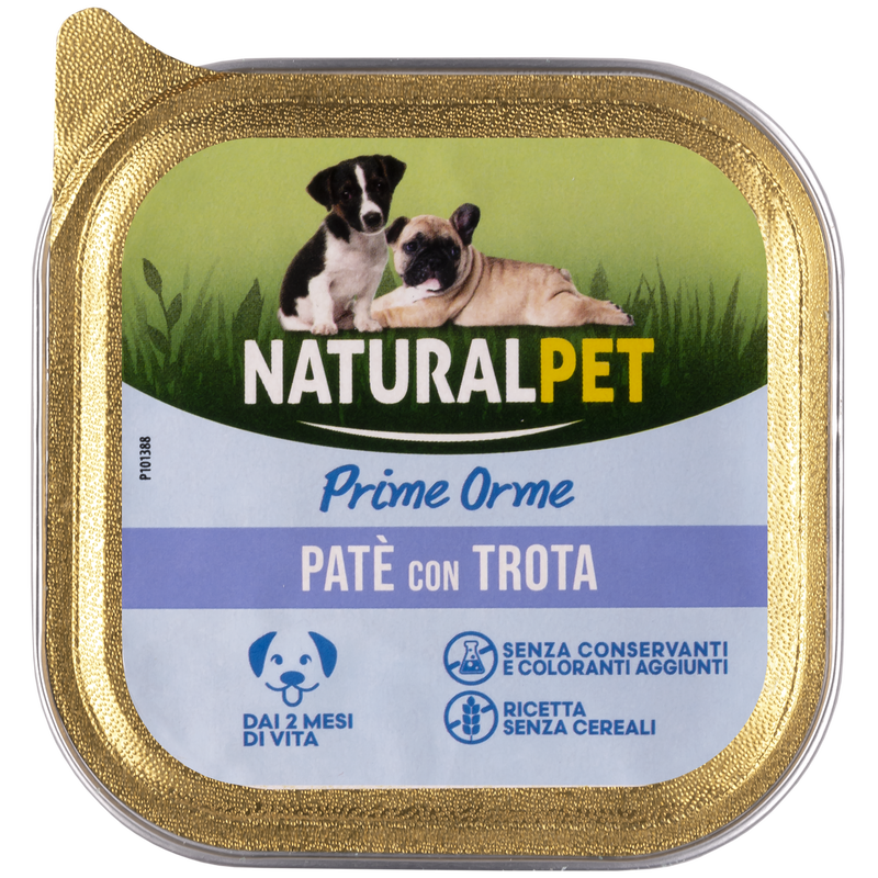 Naturalpet Prime Orme Puppy pat&eacute; con Trota 150gr